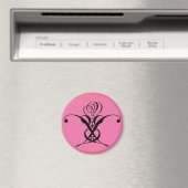 Rosa Art Deco Schwarz Geblüht Rose Magnet (In Situ (Geschirrspüler))