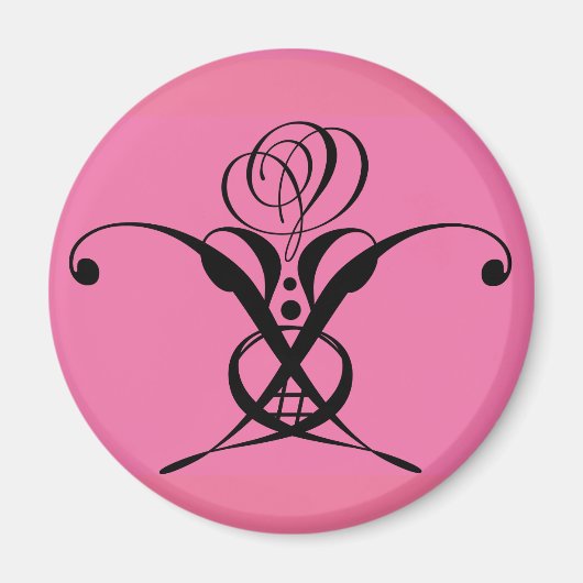 Rosa Art Deco Schwarz Geblüht Rose Magnet (Vorne)