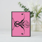 Rosa Art Deco Schwarz Geblüht Rose Postkarte (Stehend Vorderseite)