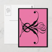 Rosa Art Deco Schwarz Geblüht Rose Postkarte (Vorne/Hinten)