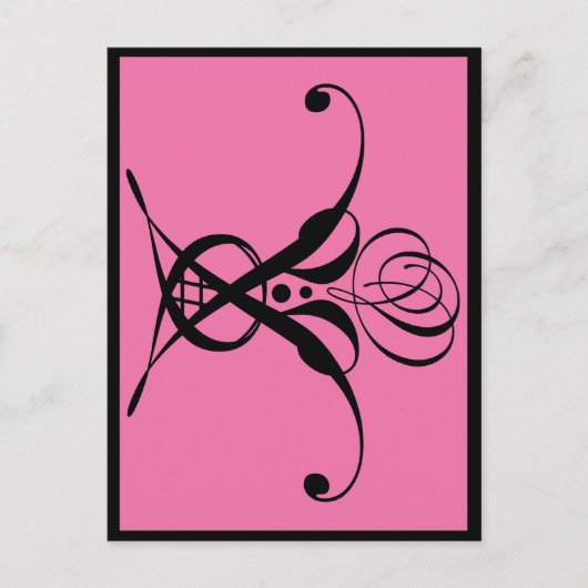 Rosa Art Deco Schwarz Geblüht Rose Postkarte (Vorderseite)
