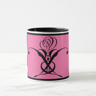 Rosa Art Deco Schwarz Geblüht Rose Tasse