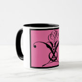 Rosa Art Deco Schwarz Geblüht Rose Tasse (Vorderseite Links)