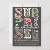 Rosa Art Deco Überraschung Party Erwachsene Geburt Einladung (Vorderseite)