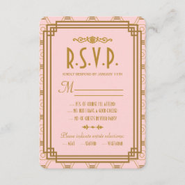 Rosa Art Deco Wedding RSVP Cards