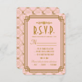 Rosa Art Deco Wedding RSVP Cards (Vorne/Hinten)