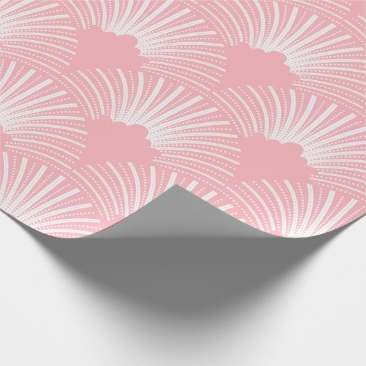 Rosa Art-Deko-Muster auf weißem Hintergrund Geschenkpapier (Ecke)