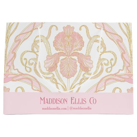 Rosa Art Nouveau Blumen Geschenktasche für Unterne Große Geschenktüte (Vorderseite)