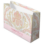 Rosa Art Nouveau Blumen Geschenktasche für Unterne Große Geschenktüte (Vorderseite Schrägansicht)
