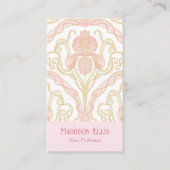 Rosa Art Nouveau Blumen-QR-Code und Foto Visitenkarte (Vorderseite)