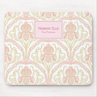 Rosa Art Nouveau Blumige Weibliche Geschäftsaussta Mousepad