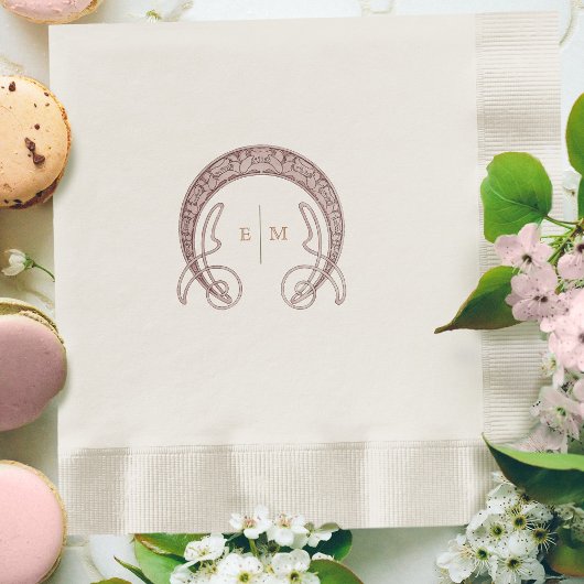 Rosa Art Nouveau Monogram Tischdekor Serviette