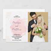 Rosa Art Wedding Einladungen mit Foto (Vorne/Hinten)