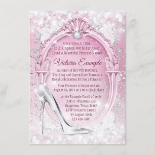 Rosa Aschenglashochzeitsschuh Quinceanera Einladung