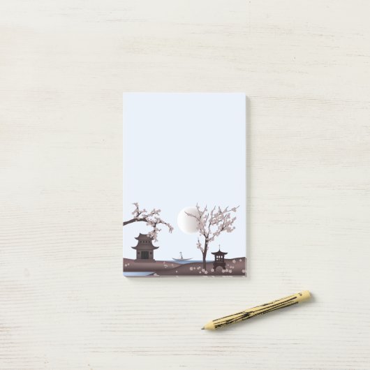 Rosa asiatische Wunderlandschaft Post-it Klebezettel (Auf Schreibtisch)