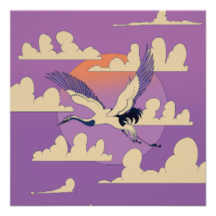 Rosa asiatischer Kranichvogel Poster