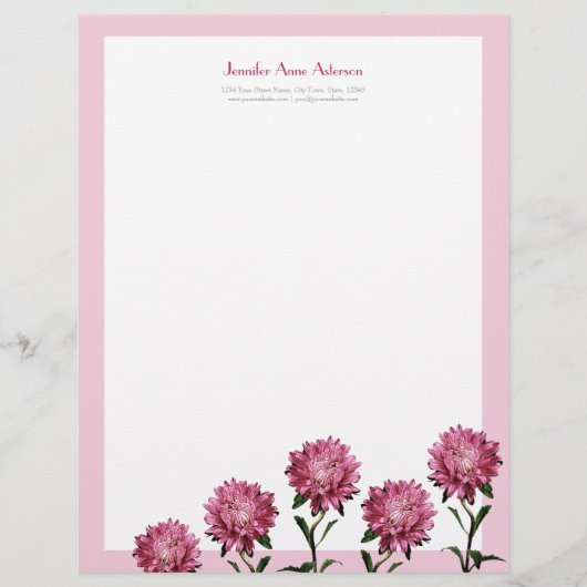 Rosa Astern Personalizable Briefkopf (Vorderseite)