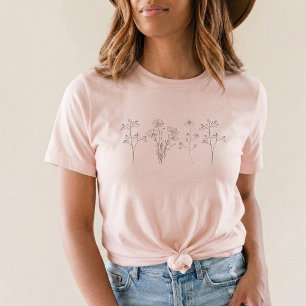 rosa Ästhetik-Blume Wildblumen für Pflanzenliebhab T-Shirt