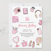 Rosa Ästhetik, Pink Teen Girl Birthday Einladung (Vorderseite)