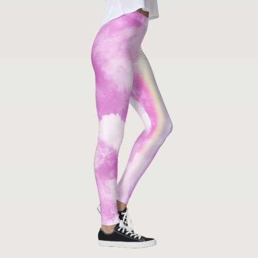 Rosa Ästhetik Rainbow Sky Leggings (Rechts)