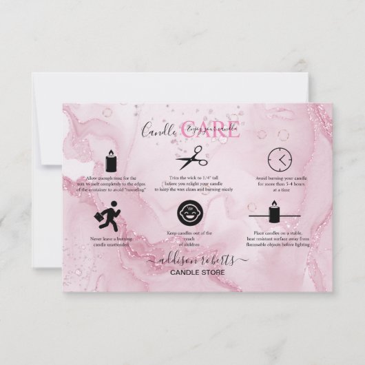 Rosa Ästhetische Kerzenhalle Dankeskarte (Vorderseite)