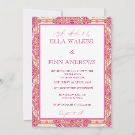 Rosa ästhetische Tile Moderne Typografie Hochzeit Einladung