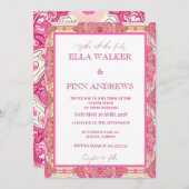 Rosa ästhetische Tile Moderne Typografie Hochzeit Einladung (Vorne/Hinten)