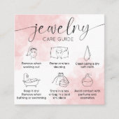 Rosa Ästhetische Wasserfarben Logo Juwelenpflege Quadratische Visitenkarte (Vorderseite)