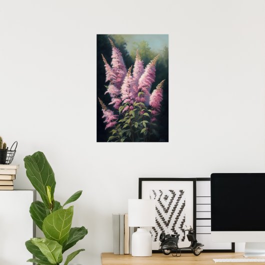 Rosa Astilbe Blume Art Print Poster (Heimbüro)