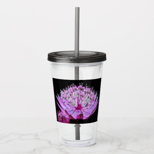 Rosa Astrantia-Blume Acryltrinkbecher (Vorderseite)