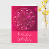 Rosa Astrologie Rad Geburtstag Karte (Gelbe Blume)