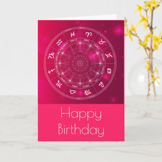Rosa Astrologie Rad Geburtstag Karte (Gelbe Blume)