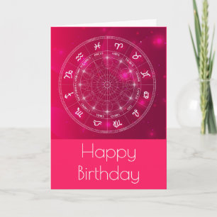 Rosa Astrologie Rad Geburtstag Karte