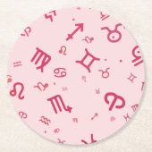 Rosa Astrologie Zodiac Symbol Zeichen Runder Pappuntersetzer (Vorderseite)
