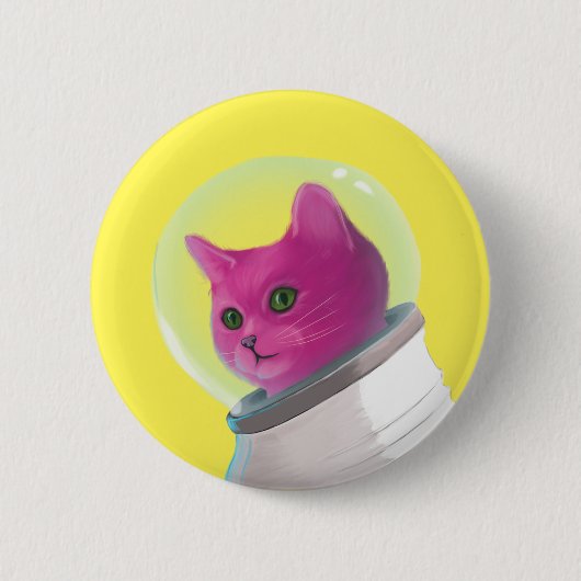 Rosa Astronautenkatze Button (Vorderseite)