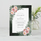 Rosa Ätherische Florale Hochzeit Einladung (Stehend Vorderseite)
