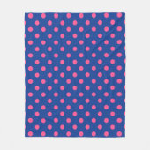 Rosa auf blauem Polka-Punkte-Musterdesign Fleecedecke (Vorderseite)