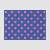 Rosa auf blauem Punkte-Muster-Design Seidenpapier (Vorderseite)