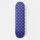 Rosa auf blauem Punkte-Muster-Design Skateboard (Vorderseite)