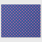 Rosa auf blauem Punkte-Musterdesign Geschenkpapier (Flach)