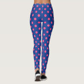 Rosa auf blauem Punkte-Musterdesign Leggings (Rückseite)