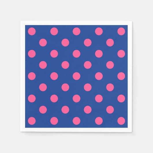 Rosa auf blauem Punkte-Musterdesign Serviette (Vorderseite)