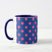 Rosa auf blauem Punkte-Musterdesign Tasse (Links)