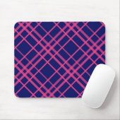 Rosa auf blauem Tartan Kariertes Muster Mousepad (Mit Mouse)