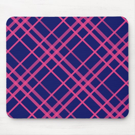 Rosa auf blauem Tartan Kariertes Muster Mousepad (Vorne)