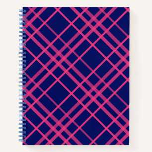 Rosa auf blauem Tartan Kariertes Muster Notizblock