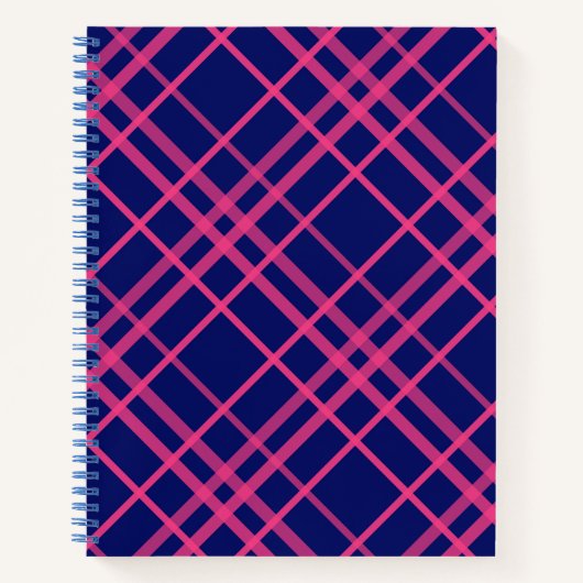 Rosa auf blauem Tartan Kariertes Muster Notizblock (Vorderseite)