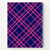 Rosa auf blauem Tartan Kariertes Muster Notizblock (Rückseite)