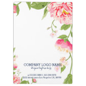 Rosa auf blauen Blumen Rahmen Klemmbrett (Rückseite)