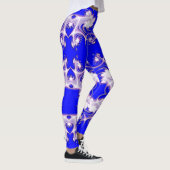Rosa auf blauen Fraktal-Blumen-Leggings Leggings (Rechts)